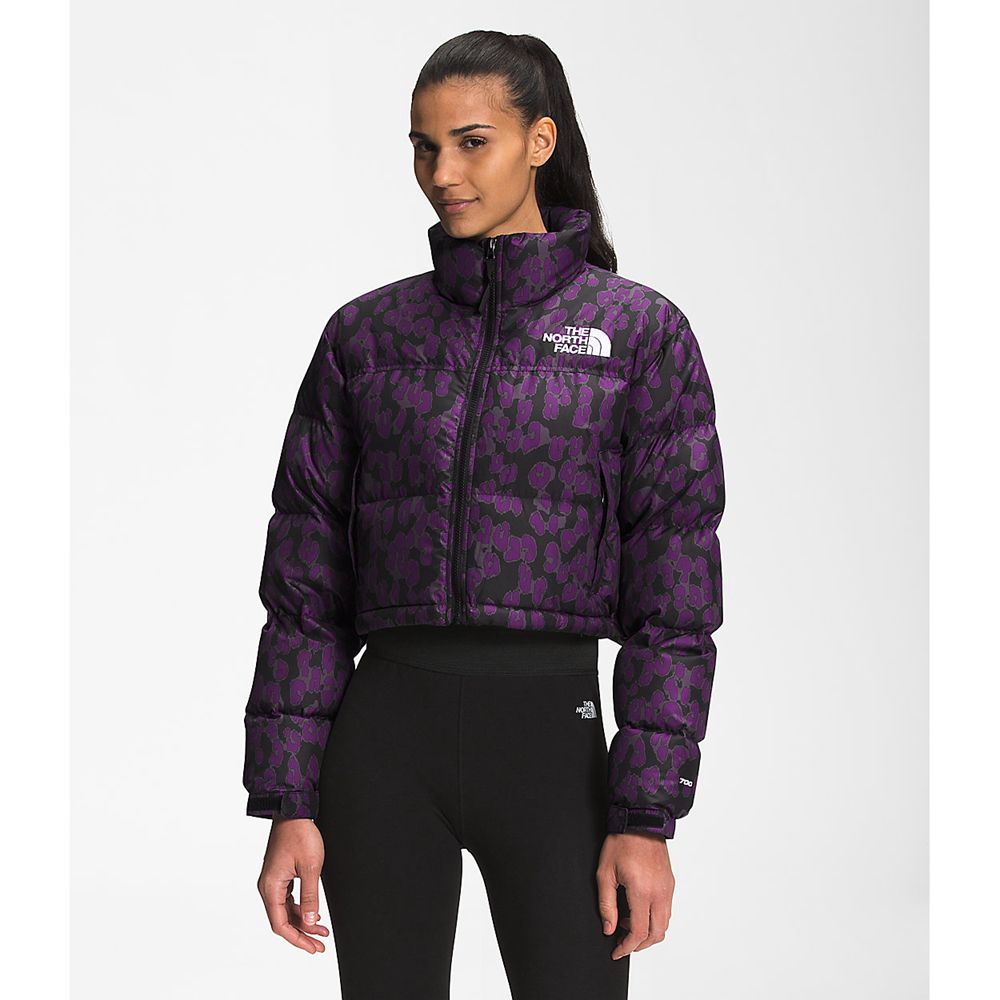 The North Face Nuptse Jacket Womens Australia - The North Face Printed Short Purple Leopard (BTX-524